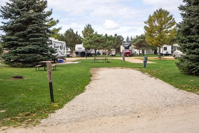 Non-wooded back-in campsite at Harbour Village Resort