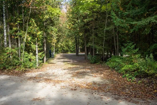 Wooded pull-through campsite at Harbour Village Resort